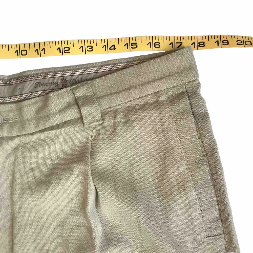 Tommy Bahama Chino Shorts SZ 34 Khaki Beach Resort Golf Casual 100% Silk Preppy